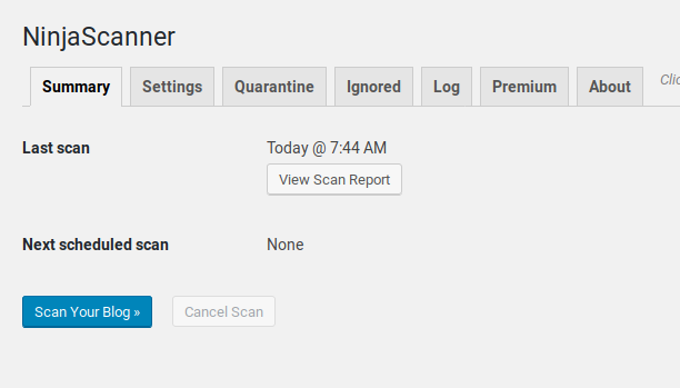 NinjaScanner – Virus & Malware scan – WordPress plugin