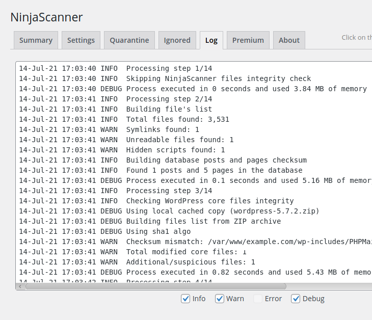 NinjaScanner – Virus & Malware scan – WordPress plugin